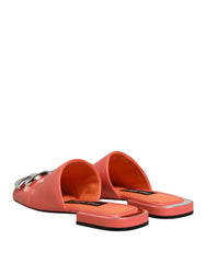 Dolce & Gabbana Orange DG Logo Leather Flats Sandals Shoes - EU35/US4.5