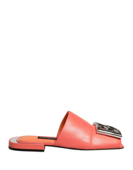 Dolce & Gabbana Orange DG Logo Leather Flats Sandals Shoes - EU35/US4.5