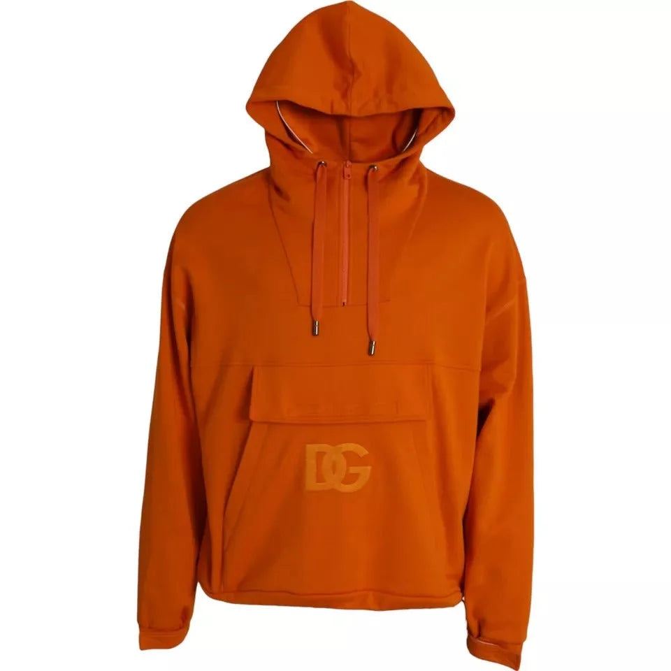 Dolce & Gabbana Orange Hooded Pullover Sweatshirt Sweater - IT48 | M - Hoodies