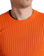 Dolce & Gabbana Orange Knitted Crewneck Men Pullover Sweater - IT48 | M - Sweaters