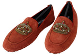Sapatos Mocassins Coroa de Couro Laranja e Cristais Dolce & Gabbana - EU40/US7