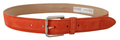 Dolce & Gabbana Orange Leather Suede Silver Logo Metal Buckle Belt - 75 cm / 29,5 Inches - Belts