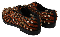 Dolce & Gabbana Orange Pony Hair Crystal Dress Broque Shoes - EU40/US9.5