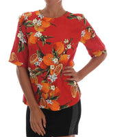Dolce & Gabbana Orange Print Crystal-Embellished Blouse - Blouses