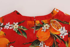 Dolce & Gabbana Orange Print Crystal-Embellished Blouse - Blouses