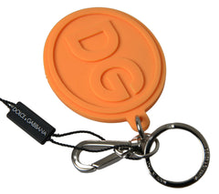 Dolce & Gabbana Orange Rubber DG Logo Gold Brass Metal Keychain - Keychains
