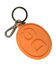 Dolce & Gabbana Orange Rubber DG Logo Silver Brass Metal Keyring Keychain - Keychains