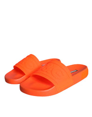 Dolce & Gabbana Orange Rubber Slides Sandals Beachwear Shoes - Sandals