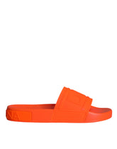 Dolce & Gabbana Orange Rubber Slides Sandals Beachwear Shoes - Sandals
