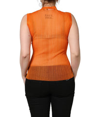 Dolce & Gabbana Orange See Through Crew Neck Blouse Tank Top - IT42|M