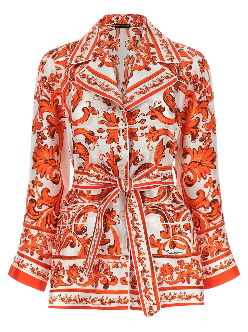 Dolce & Gabbana Orange Silk Blouse