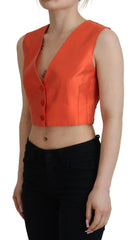 Dolce & Gabbana Orange Sleeveless Waistcoat Cropped Vest Top - IT40|S - Vests