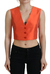 Dolce & Gabbana Orange Sleeveless Waistcoat Cropped Vest Top - IT40|S - Vests