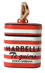 Dolce & Gabbana Orange Stripe Dauphine Leather Logo Strap Airpod Case - Headphone Carrying Cases