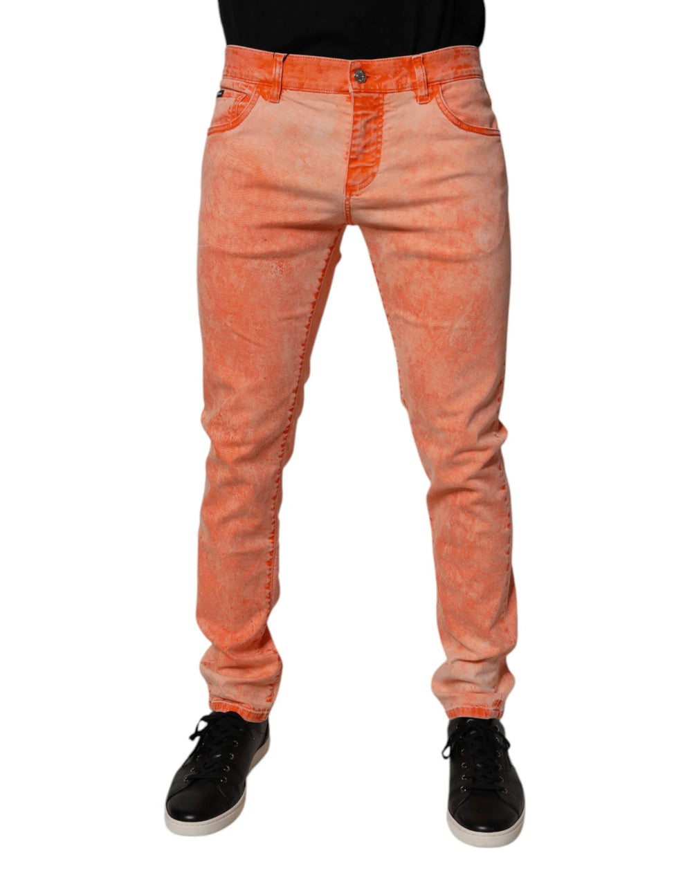 Dolce & Gabbana Orange Tie Dye Cotton Skinny Men Denim Jeans - IT50 | L - Jeans