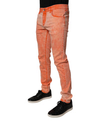 Dolce & Gabbana Orange Tie Dye Cotton Skinny Men Denim Jeans - IT50 | L - Jeans
