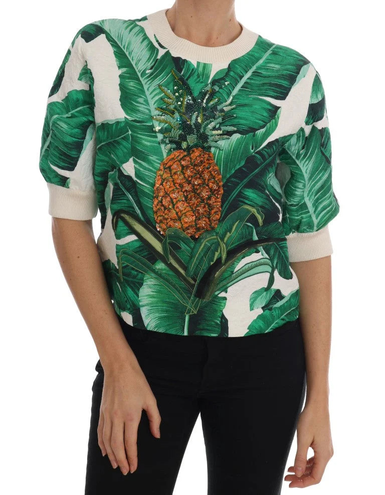 Dolce & Gabbana Pineapple Banana Sequins Crewneck Sweater - Sweaters