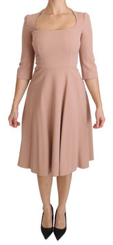 Dolce & Gabbana Pink 3/4 Sleeves A-line Viscose Dress - IT38|XS - Dresses