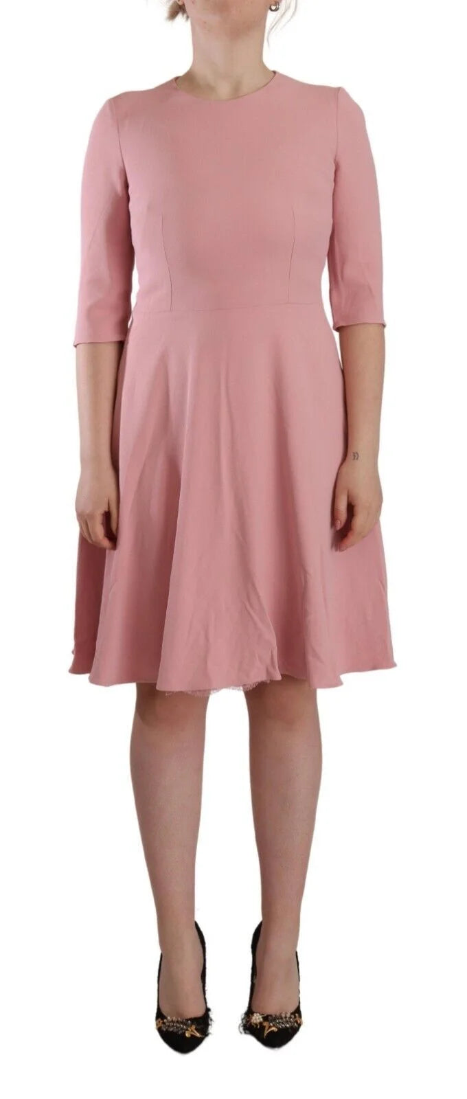 Dolce & Gabbana Pink 3/4 Sleeves Viscose Blend A-line Dress - IT44|L - Dresses