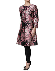 Dolce & Gabbana Pink Black Floral Brocade Trenchcoat Jacket - Trench Coats
