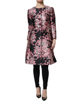 Dolce & Gabbana Pink Black Floral Brocade Trenchcoat Jacket - Trench Coats
