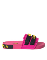 Dolce & Gabbana Pink Black Logo Beachwear Flats Sandals Shoes - EU36/US5.5 - Sandals