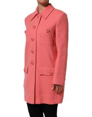 Dolce & Gabbana Pink Buttoned Down Trench Coat Jacket - IT38 | XS - Trench Coats