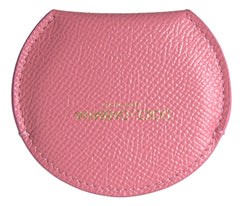 Dolce & Gabbana Pink Calfskin Leather Round Logo Print Hand Mirror Holder - Face Mirrors