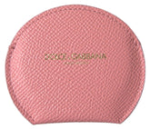 Dolce & Gabbana Pink Calfskin Leather Round Mirror Holder - Face Mirrors