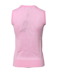 Dolce & Gabbana Pink Cashmere Round Neck Sleeveless Tank Top - IT36|XXS - Tank Tops