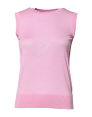 Dolce & Gabbana Pink Cashmere Round Neck Sleeveless Tank Top - IT36|XXS - Tank Tops