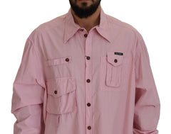 Dolce & Gabbana Pink Casual Button Down Long Sleeves Shirt - IT45 | 3XL - Shirts