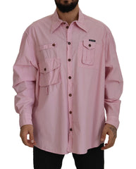 Dolce & Gabbana Pink Casual Button Down Long Sleeves Shirt - IT45 | 3XL - Shirts