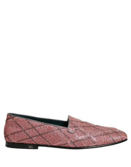 Dolce & Gabbana Pink Check Glitter Lurex Logo Loafers Shoes - EU43/US10