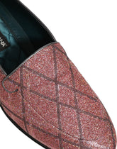 Dolce & Gabbana Pink Check Glitter Lurex Logo Loafers Shoes - EU43/US10