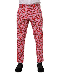 Dolce & Gabbana Pink Cherry Print Cotton Dress Pants - IT48 | M - Trousers