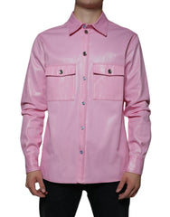 Dolce & Gabbana Pink Cotton Collared Button Down Shirt - Shirts
