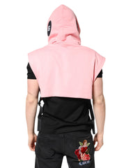 Dolce & Gabbana Pink Cotton Hooded Men Sportswear Vest Sweater - Hoodies