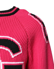 Dolce & Gabbana Pink Cotton Logo Print Knit Pullover Sweater - IT48 | M - Sweaters