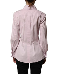 Dolce & Gabbana Pink Cotton Long Sleeves Collared Shirt Top - IT36|XXS