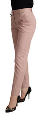 Dolce & Gabbana Pink Cotton Mid Waist Trouser Tapered Pants - IT36 | XS - Trousers