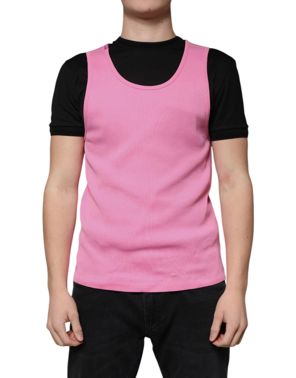 Dolce & Gabbana Pink Cotton Round Neck Sleeveless T-shirt - IT54 | XL - Tank Tops