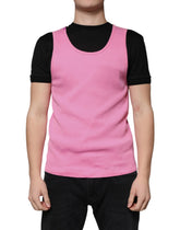 Dolce & Gabbana Pink Cotton Round Neck Sleeveless T-shirt - IT54 | XL - Tank Tops