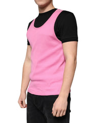 Dolce & Gabbana Pink Cotton Round Neck Sleeveless T-shirt - IT54 | XL - Tank Tops