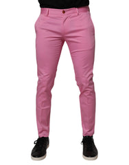 Dolce & Gabbana Pink Cotton Slim Fit Men Dress Formal Pants - IT48 | M - Trousers