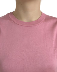 Dolce & Gabbana Pink Crew Neck Cropped Sleeveless Tank Top - Tank Tops