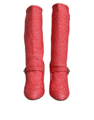 Dolce & Gabbana Pink Crystal Lurex Fantasy High Boots Shoes - EU37/US7 - Boots