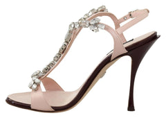 Dolce & Gabbana Pink Crystals Heels Keira Sandals - Sandals