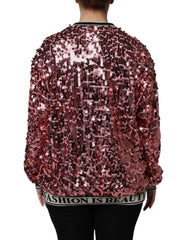 Dolce & Gabbana Pink DG Queen Sequin Pullover Sweater - Sweaters