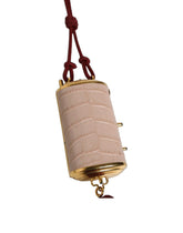 Bolso de Maquillaje Mini con Espejo, Tassel de Cuero Exótico Rosa de Dolce & Gabbana